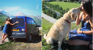 Ama viaggiare, è un avventuriera, ma più di ogni altra cosa, ama il suo cane. Guardate cosa ha costruito all’interno del suo mezzo per poter girare il mondo con la sua amata Odie.